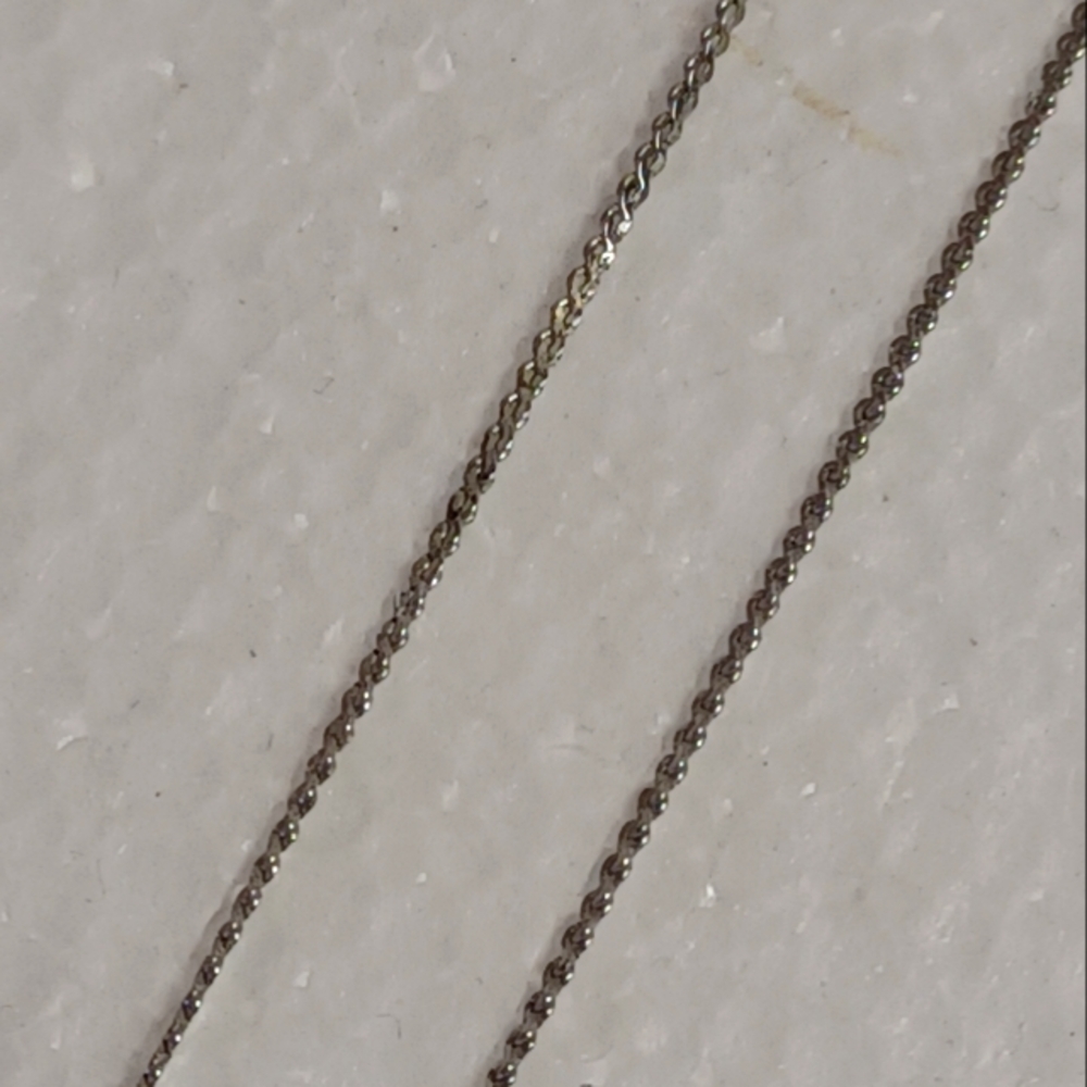 Avon Vintage Teardrop Rhinestone Necklace, 18" Sterling  Silver Serpentine Chain - Picture 3 of 6